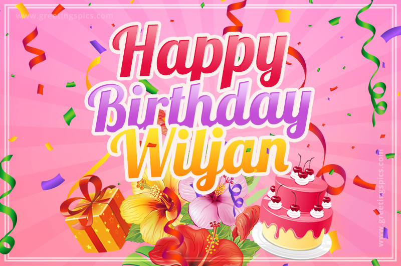 Beautiful Birthday Card for Wiljan with pink background