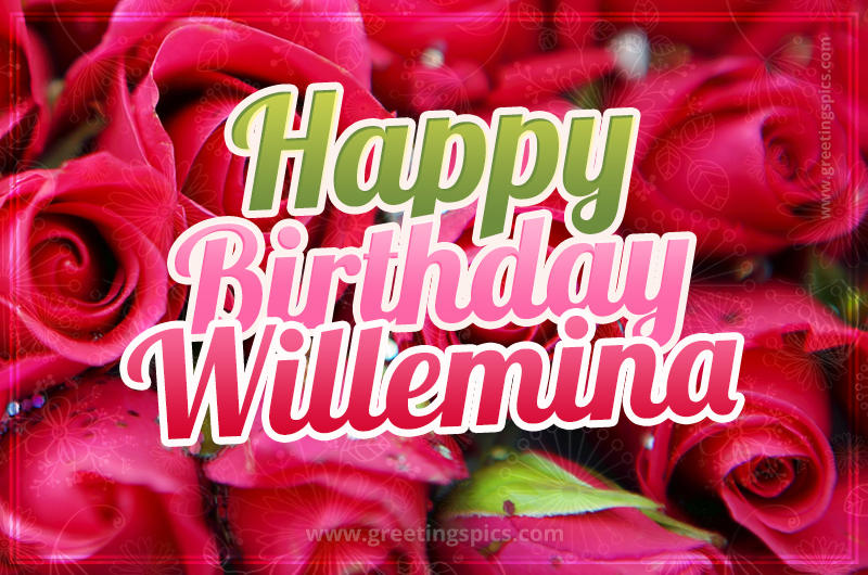 Happy Birthday Willemina beautiful Image with red roses