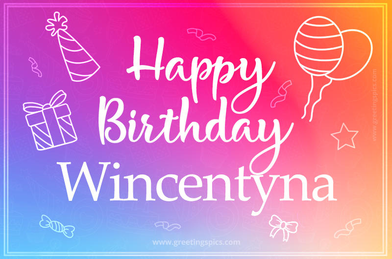 Colorful Happy Birthday Card For Wincentyna