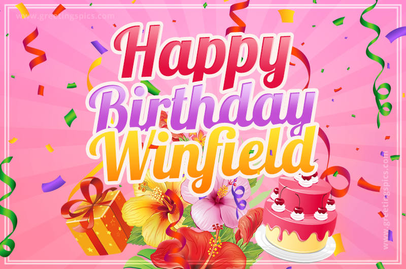 Beautiful Birthday Card for Winfield with pink background