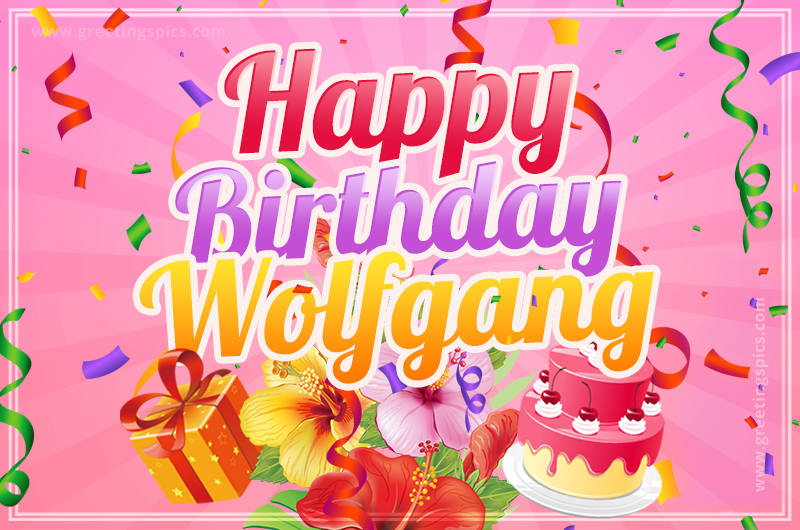 Beautiful Birthday Card for Wolfgang with pink background