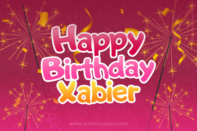 Happy Birthday Xabier Image with sparklers