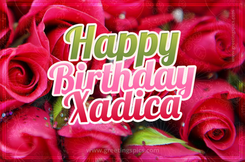 Happy Birthday Xadica beautiful Image with red roses