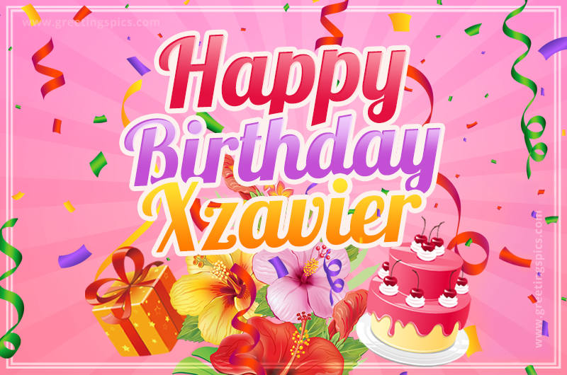 Beautiful Birthday Card for Xzavier with pink background