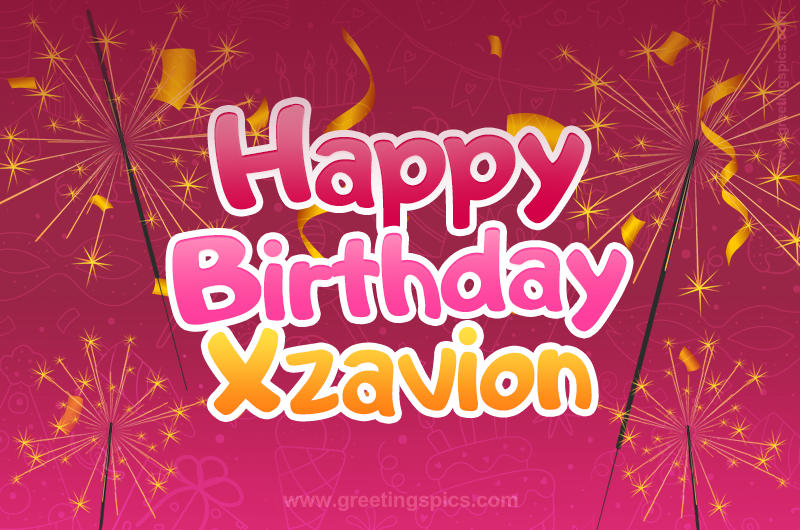 Happy Birthday Xzavion Image with sparklers