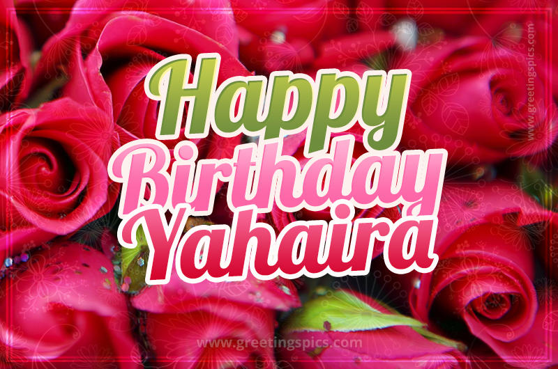 Happy Birthday Yahaira beautiful Image with red roses