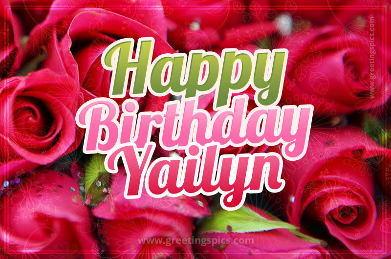 Happy Birthday Yailyn beautiful Image with red roses