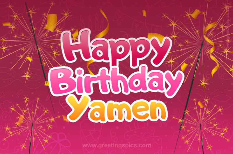 Happy Birthday Yamen Image with sparklers