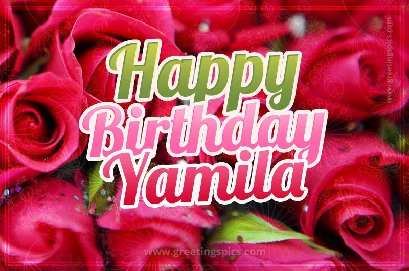 Happy Birthday Yamila beautiful Image with red roses