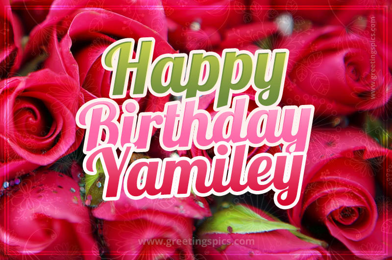 Happy Birthday Yamiley beautiful Image with red roses