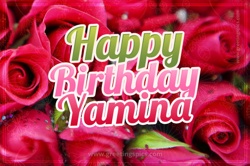 Happy Birthday Yamina beautiful Image with red roses