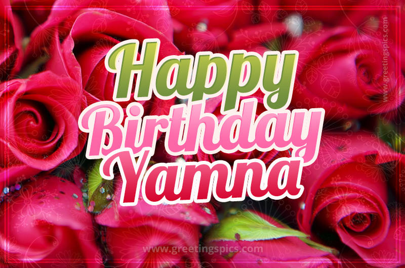 Happy Birthday Yamna beautiful Image with red roses