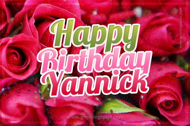 Happy Birthday Yannick beautiful Image with red roses