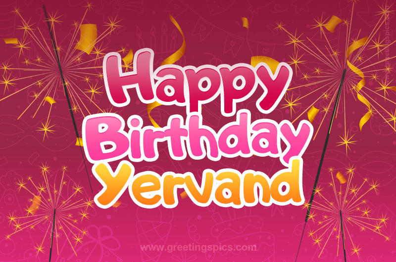 Happy Birthday Yervand Image with sparklers