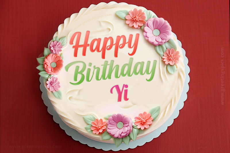 Happy Birthday Yi Cake Image With Name