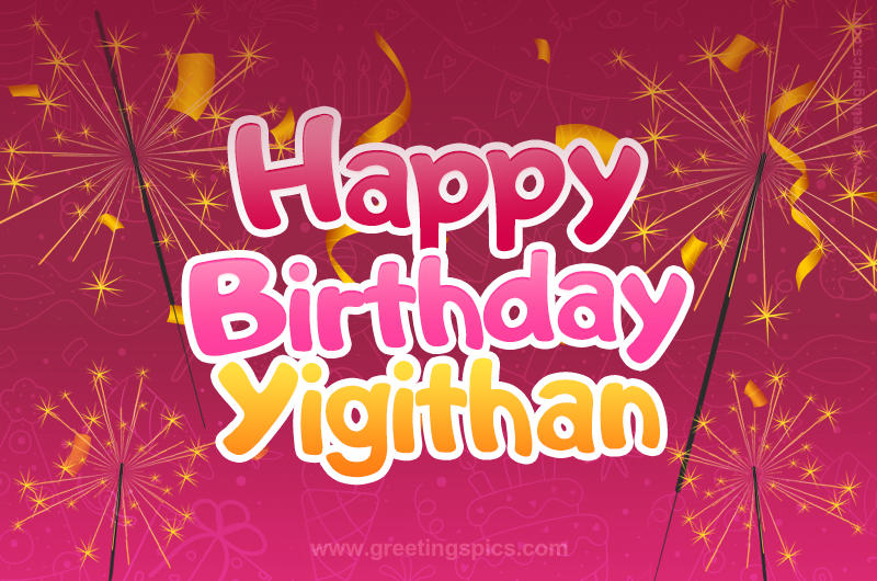 Happy Birthday Yigithan Image with sparklers