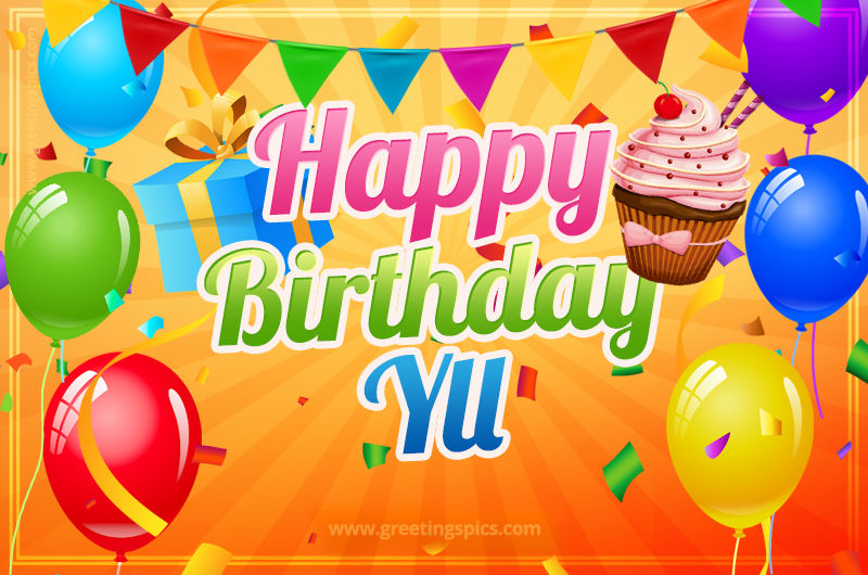 Happy Birthday Yll eCard with gift box and cupcake