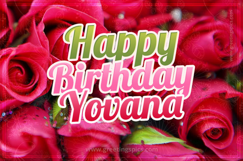 Happy Birthday Yovana beautiful Image with red roses