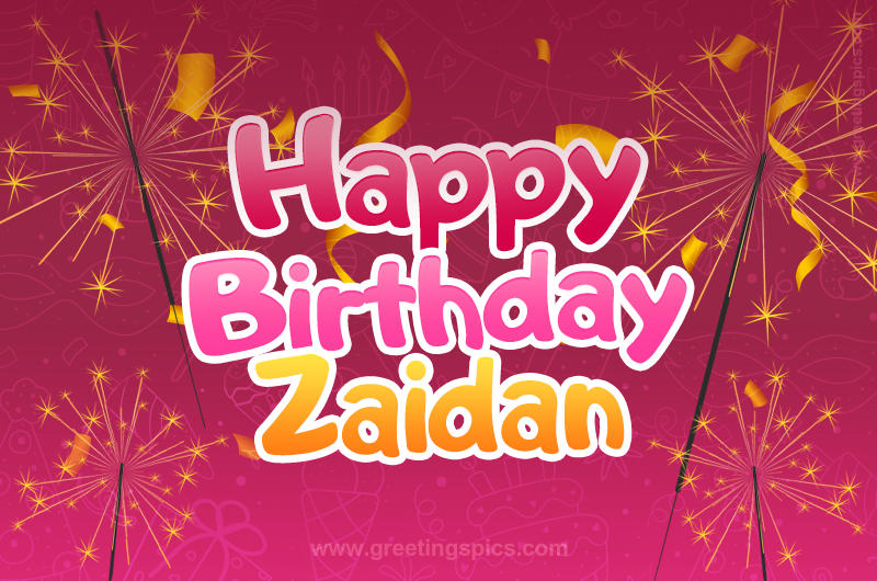 Happy Birthday Zaidan Image with sparklers