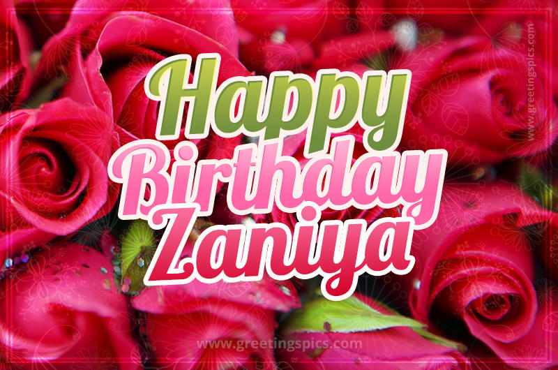 Happy Birthday Zaniya beautiful Image with red roses