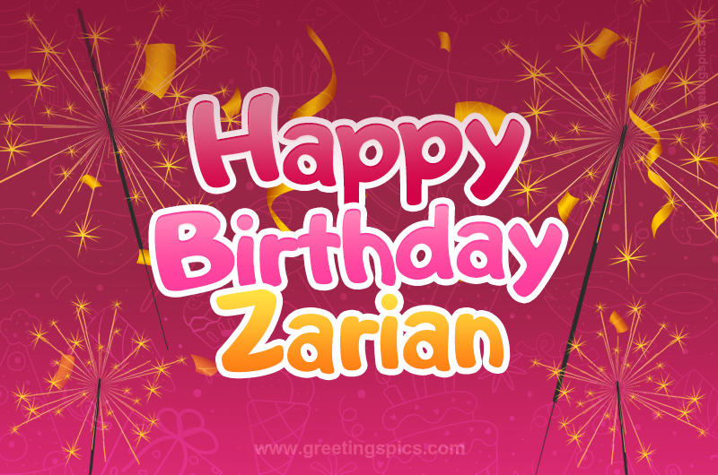 Happy Birthday Zarian Image with sparklers