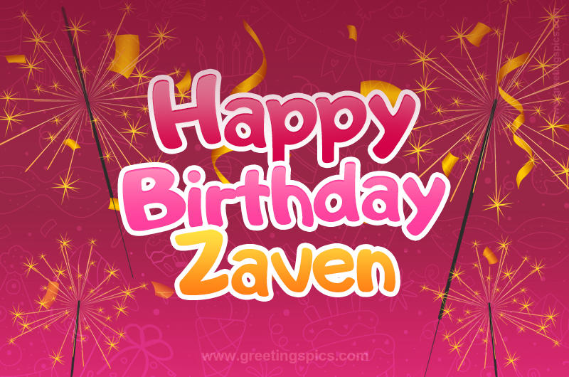 Happy Birthday Zaven Image with sparklers