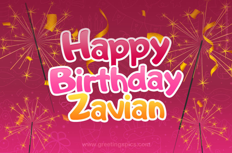 Happy Birthday Zavian Image with sparklers