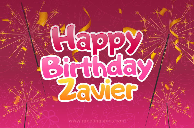 Happy Birthday Zavier Image with sparklers