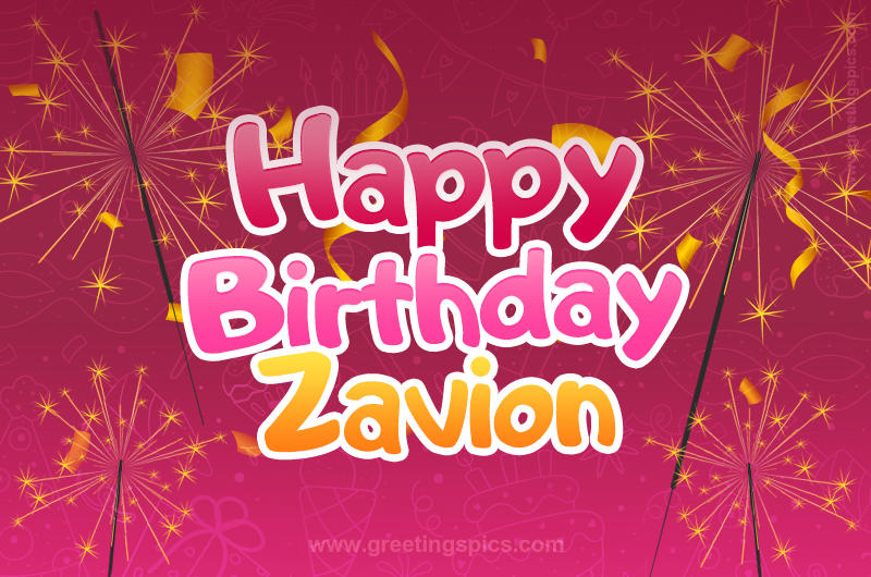 Happy Birthday Zavion Image with sparklers