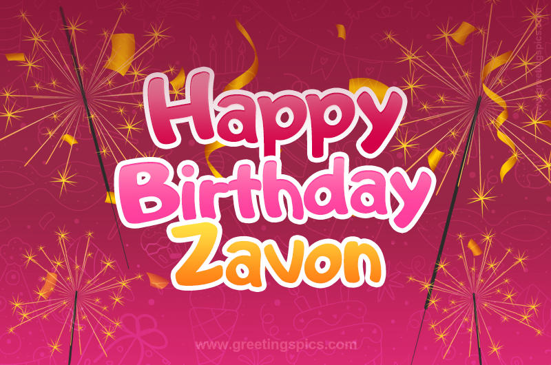 Happy Birthday Zavon Image with sparklers