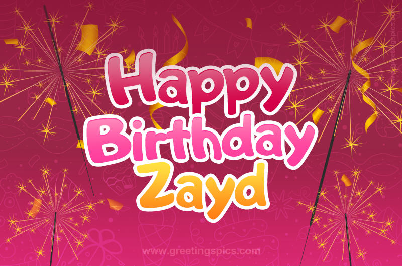 Happy Birthday Zayd Image with sparklers