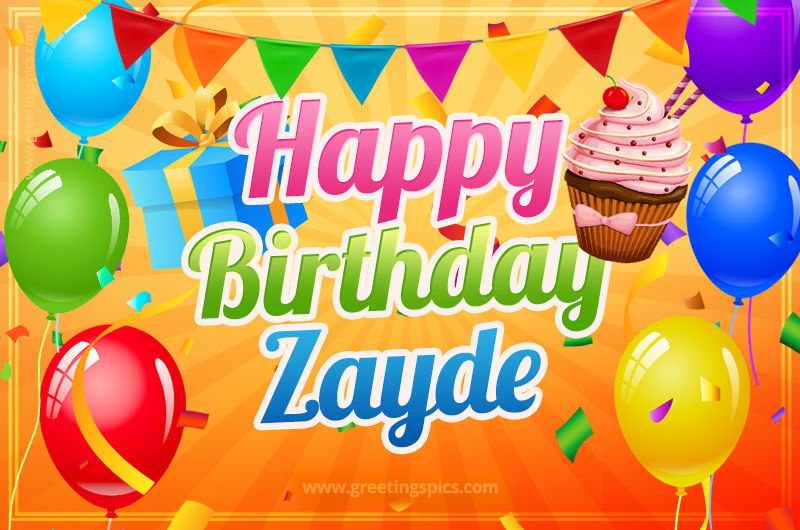 Happy Birthday Zayde eCard with gift box and cupcake