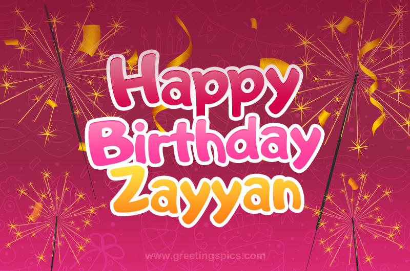 Happy Birthday Zayyan Image with sparklers