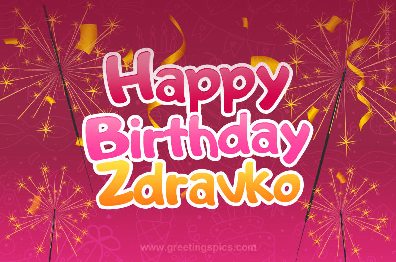 Happy Birthday Zdravko Image with sparklers