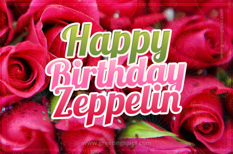 Happy Birthday Zeppelin beautiful Image with red roses