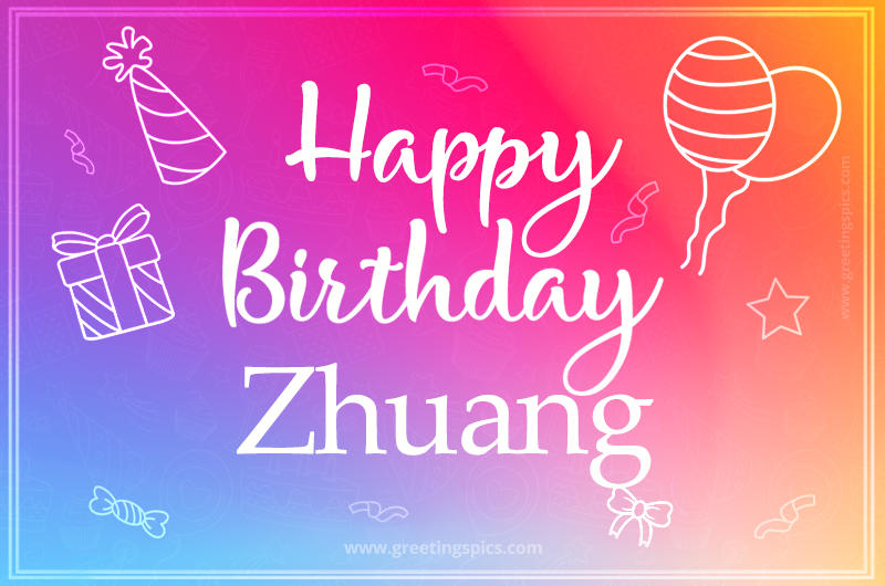 Colorful Happy Birthday Card For Zhuang