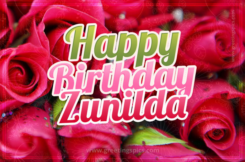 Happy Birthday Zunilda beautiful Image with red roses